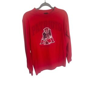NFL Team Apparel New England Patriots Long Sleeve Shirt Red Vintage Logo Small